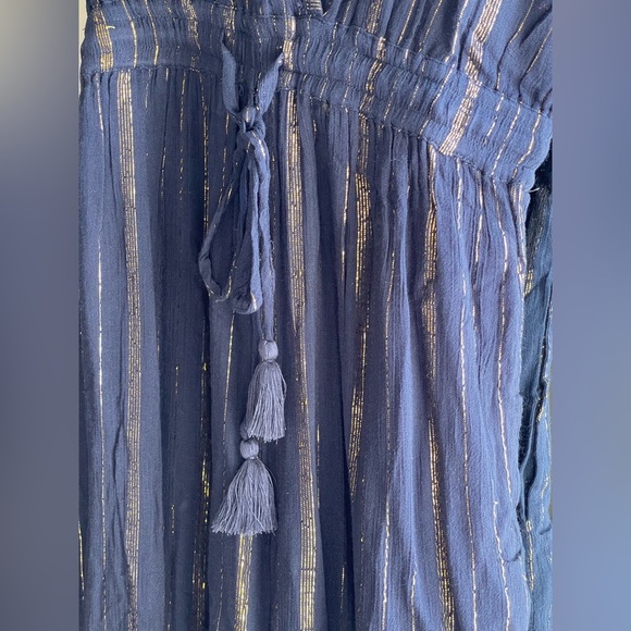 NWT Raga Dusk Till Dawn Boho Jumpsuit Navy with Gold Lurex Details Size Small - Picture 4 of 8